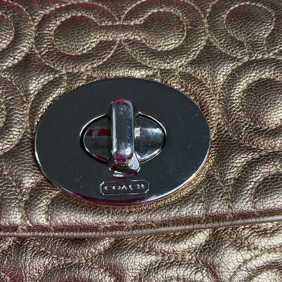 EUC Coach Gold Quilted leather mini bag - Picture 3 of 16